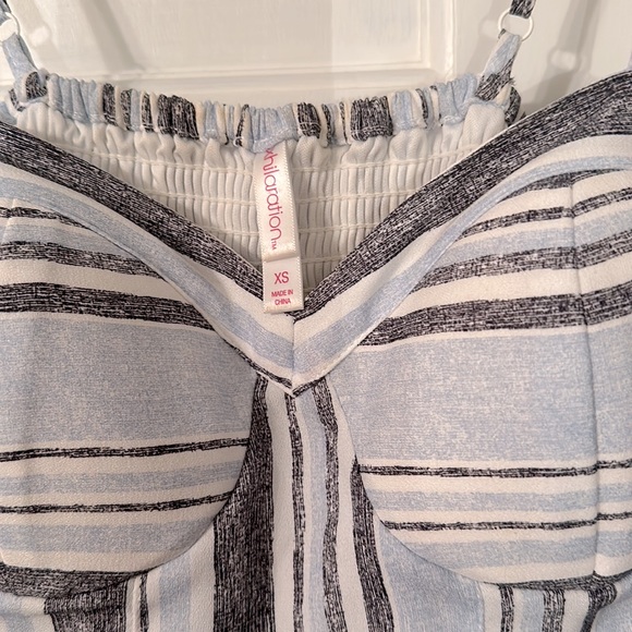 Xhilaration XS body corset jumpsuit. stripes blue gray and white. - Picture 3 of 6